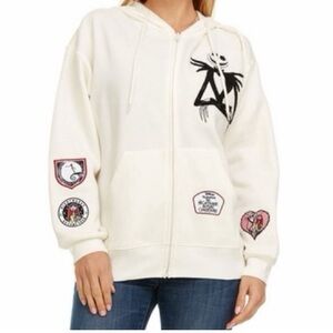 Disney Nightmare Before Christmas Licensed White Hoodie with Graphic Patches